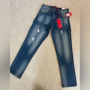 Bloomefield Blue Slim Straight Jeans with Modern Distressing